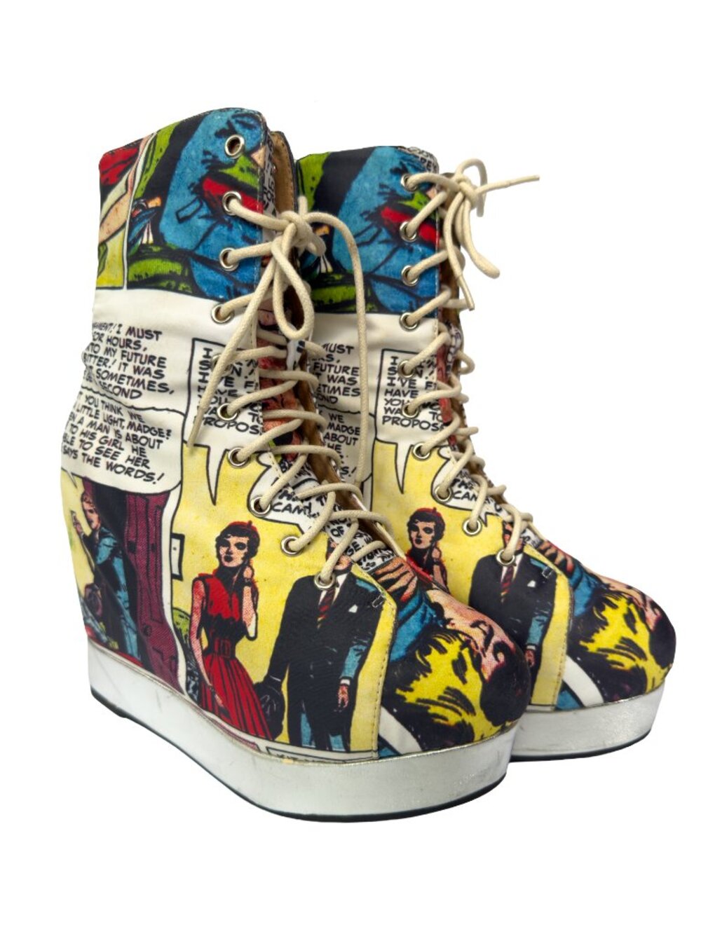 Jeffrey Campbell x Black Milk Platform Comic Strip Boots RARE Size 6M